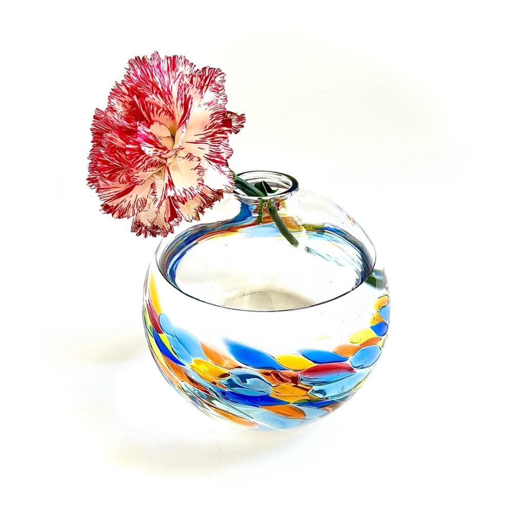 Kitras Art Glass Phoenix Swirl Vase Signed 2013 Hand Blown Multicolor 5”